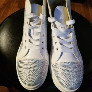 White diamond studded sneakers